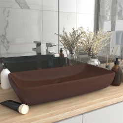 Sonata Луксозна правоъгълна мивка матово тъмнокафява 71x38 см керамика - Мивки и Смесители