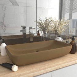 Sonata Луксозна правоъгълна мивка матово кремава 71x38 см керамика - Баня