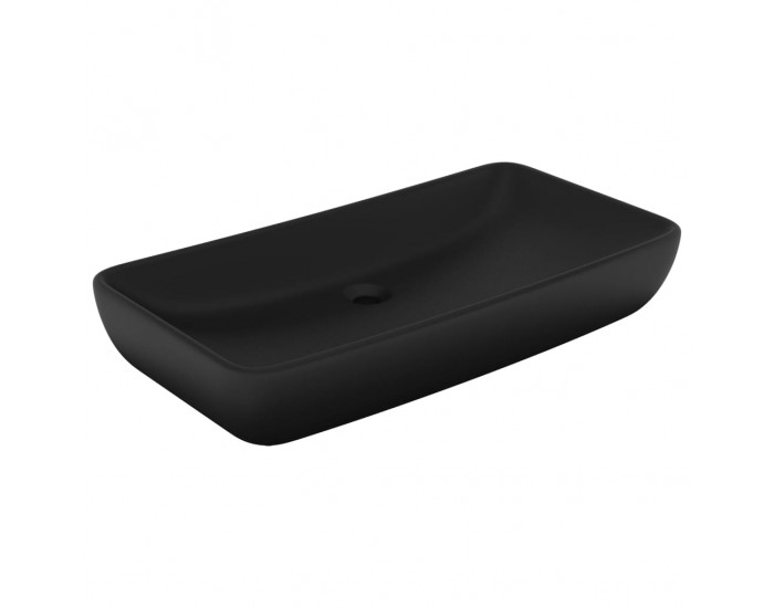Sonata Луксозна правоъгълна мивка матово черна 71x38 см керамика