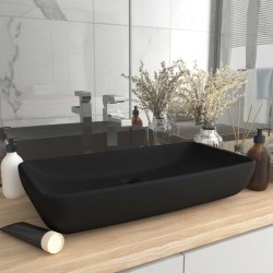 Sonata Луксозна правоъгълна мивка матово черна 71x38 см керамика - Мивки и Смесители