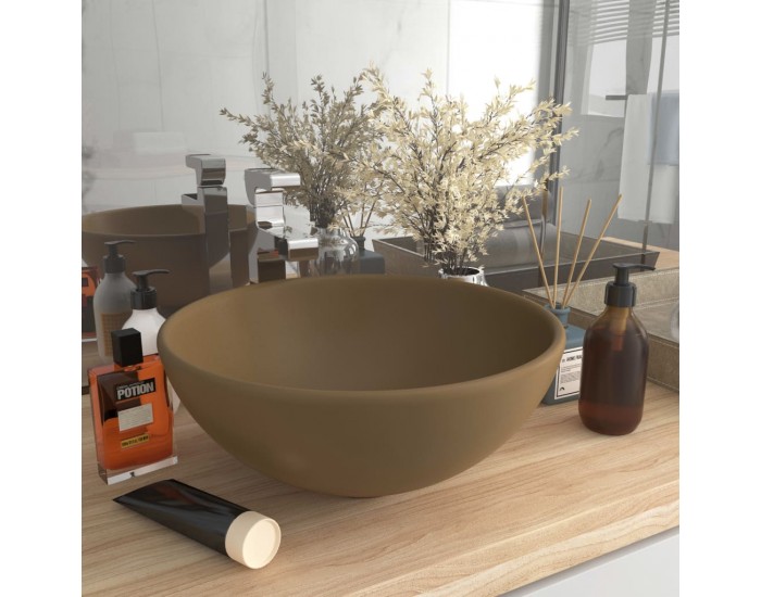 Sonata Мивка за баня лукс кръгла кремав мат 32,5x14 см керамика