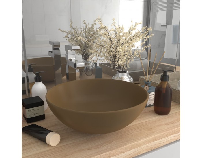Sonata Керамична мивка за баня, матово кремава, кръгла