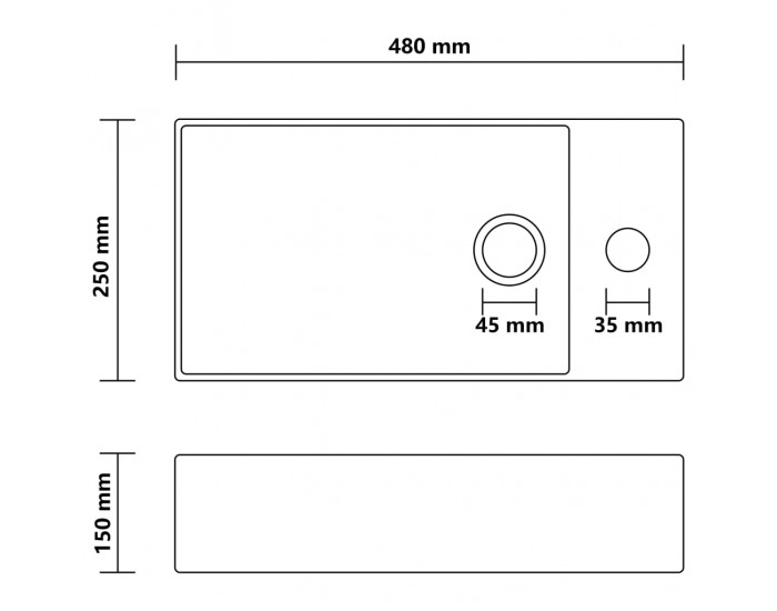 Sonata Мивка за баня с преливник, керамична, тъмносиня