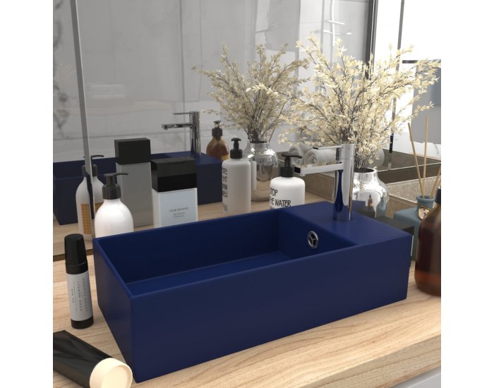 Sonata Мивка за баня с преливник, керамична, тъмносиня