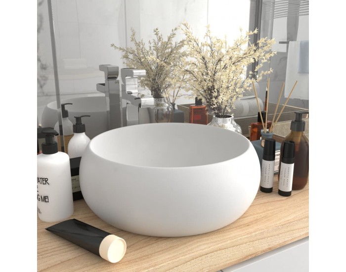 Sonata Луксозна кръгла мивка, матово бяла, 40x15 см, керамика