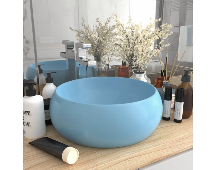 Sonata Луксозна кръгла мивка, матово светлосиня, 40x15 см, керамика
