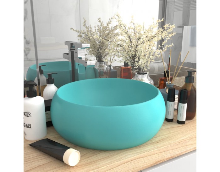 Sonata Луксозна кръгла мивка, матово светлозелена, 40x15 см, керамика