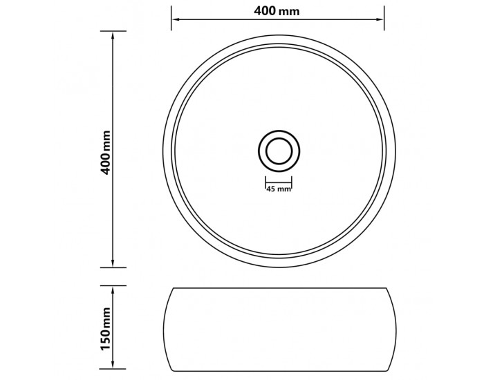 Sonata Луксозна кръгла мивка, матово светлосива, 40x15 см, керамика