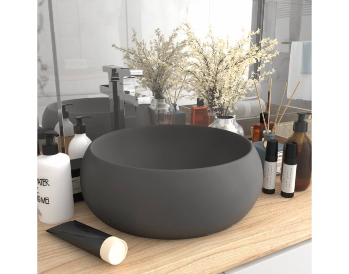 Sonata Луксозна кръгла мивка, матово тъмносива, 40x15 см, керамика