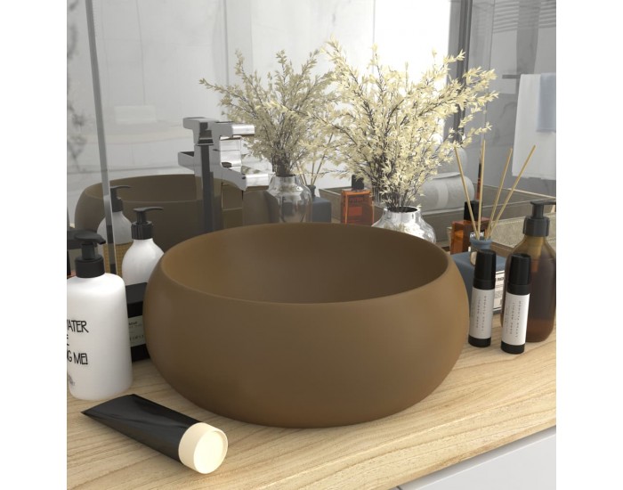 Sonata Луксозна кръгла мивка, матово кремава, 40x15 см, керамика