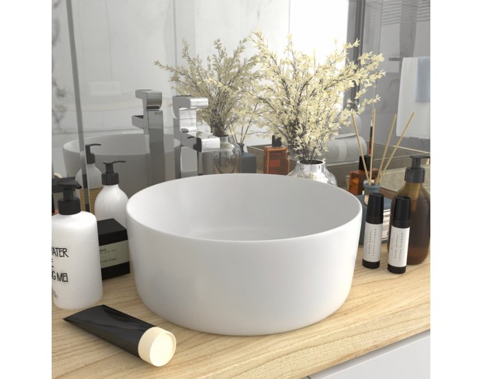 Sonata Луксозна кръгла мивка, матово бяла, 40x15 см, керамика