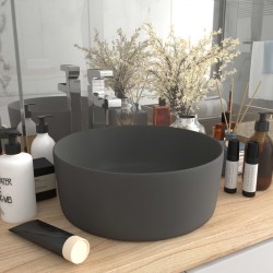 Sonata Луксозна кръгла мивка, матово тъмносива, 40x15 см, керамика - Баня