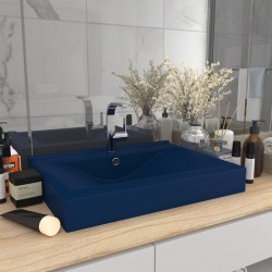 Sonata Луксозна мивка с отвор за кран тъмносин мат 60x46 см керамика - Мивки и Смесители