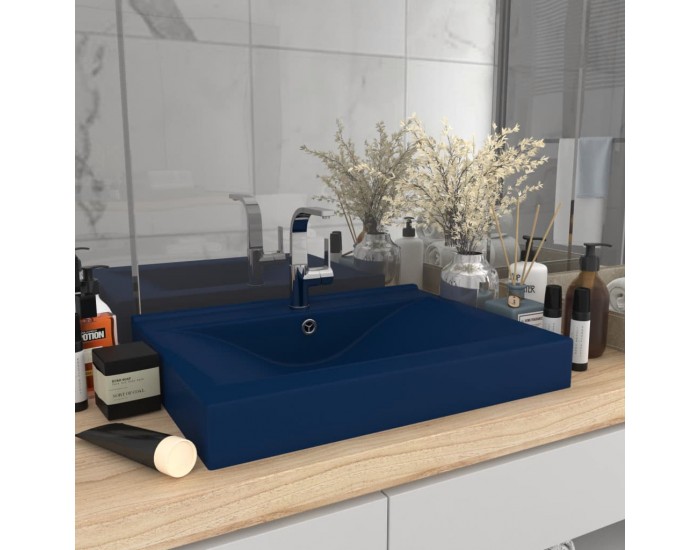 Sonata Луксозна мивка с отвор за кран тъмносин мат 60x46 см керамика