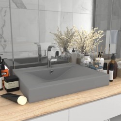 Sonata Луксозна мивка с отвор за кран светлосив мат 60x46 см керамика - Мивки и Смесители