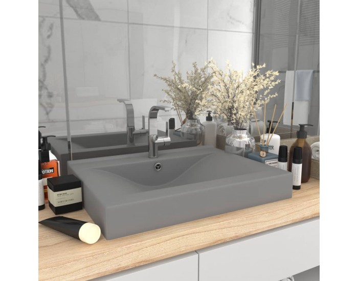 Sonata Луксозна мивка с отвор за кран светлосив мат 60x46 см керамика