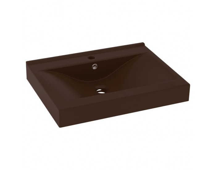 Sonata Луксозна мивка с отвор за кран тъмнокафяв мат 60x46 см керамика