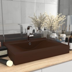 Sonata Луксозна мивка с отвор за кран тъмнокафяв мат 60x46 см керамика - Мивки и Смесители