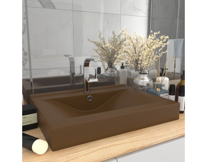 Sonata Луксозна мивка с отвор за кран кремав мат 60x46 см керамика