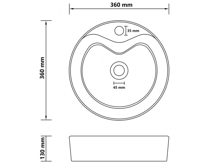 Sonata Луксозна мивка с преливник бял мат 36x13 см керамика