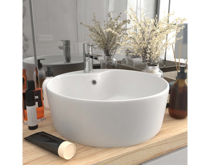 Sonata Луксозна мивка с преливник бял мат 36x13 см керамика