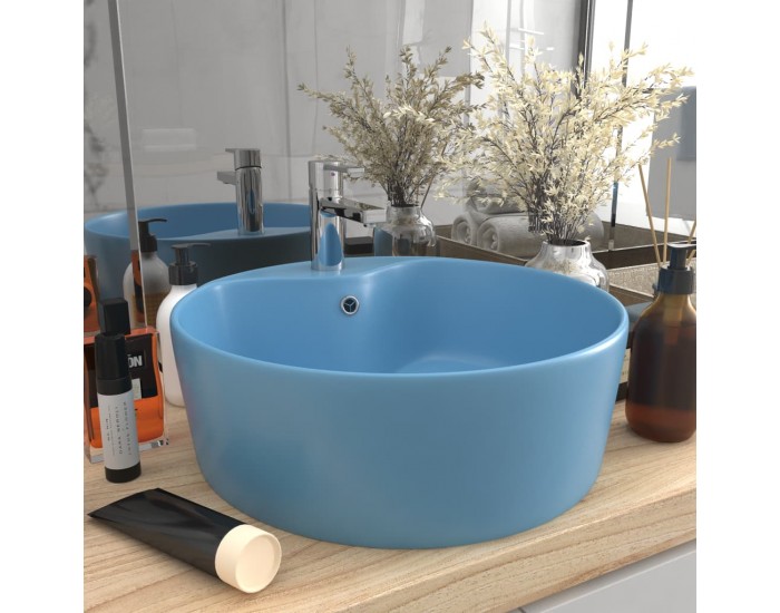 Sonata Луксозна мивка с преливник светлосин мат 36x13 см керамика