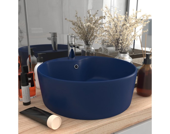 Sonata Луксозна мивка с преливник тъмносин мат 36x13 см керамика