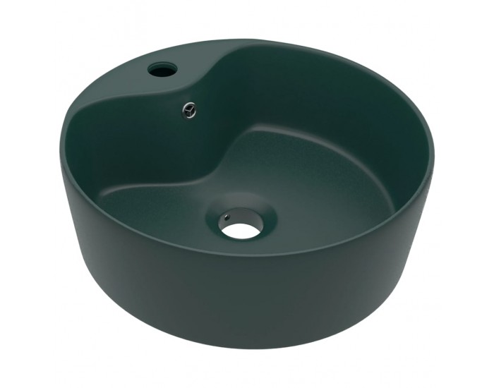 Sonata Луксозна мивка с преливник тъмнозелен мат 36x13 см керамика