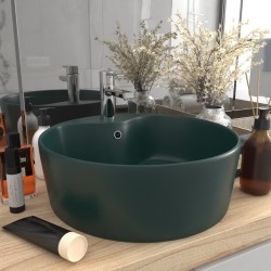 Sonata Луксозна мивка с преливник тъмнозелен мат 36x13 см керамика - Мивки и Смесители