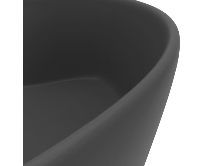 Sonata Луксозна мивка с преливник тъмносив мат 36x13 см керамика