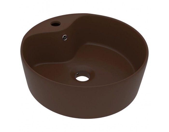 Sonata Луксозна мивка с преливник тъмнокафяв мат 36x13 см керамика