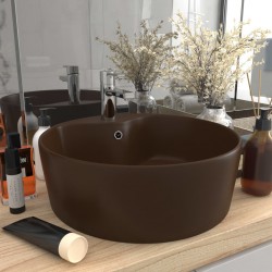 Sonata Луксозна мивка с преливник тъмнокафяв мат 36x13 см керамика - Мивки и Смесители