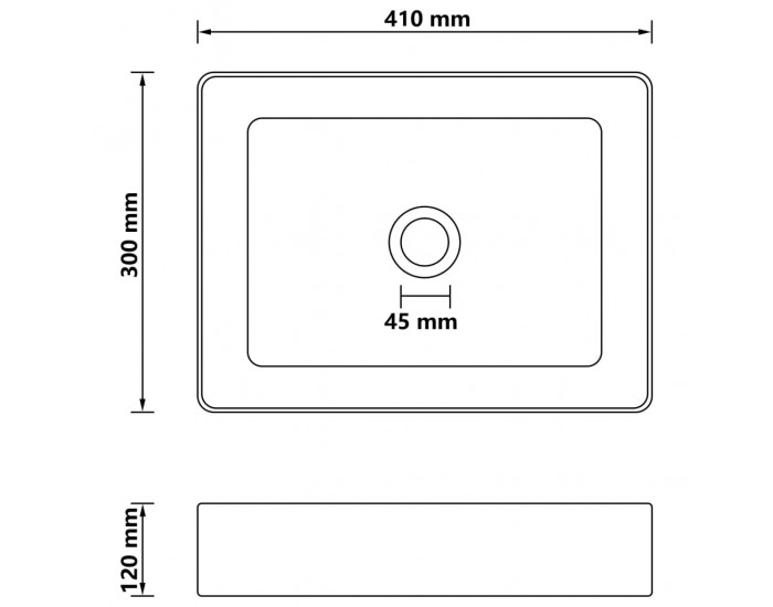 Sonata Луксозна мивка, матово тъмносива, 41x30x12 см, керамика