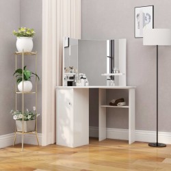 Sonata Ъглова козметична тоалетка за гримиране, бяла - Тоалетки и Огледала