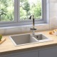 Sonata Кухненска мивка с преливник, двойно корито, бежова, гранит