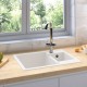 Sonata Кухненска мивка с преливник, двойно корито, бяла, гранит