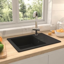 Sonata Кухненска мивка с преливник, овал, черна, гранит - Мивки