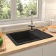 Sonata Кухненска мивка с преливник, овал, черна, гранит