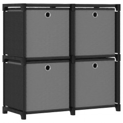 Sonata Рафт с 4 кубични отделения с кутии, черен, 69x30x72,5 см, плат - Етажерки