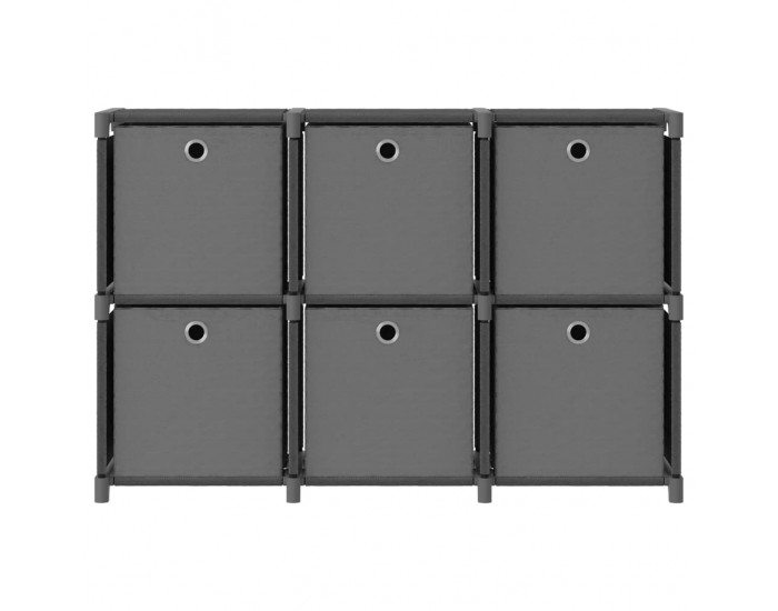 Sonata Рафт с 6 кубични отделения с кутии, сив, 103x30x72,5 см, плат