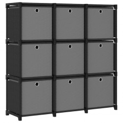 Sonata Рафт с 9 кубични отделения с кутии черен 103x30x107,5 см плат - Етажерки