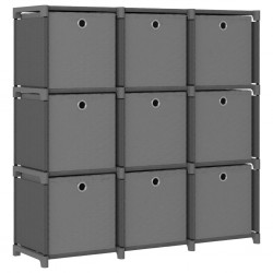 Sonata Рафт с 9 кубични отделения с кутии сив 103x30x107,5 см плат - Етажерки
