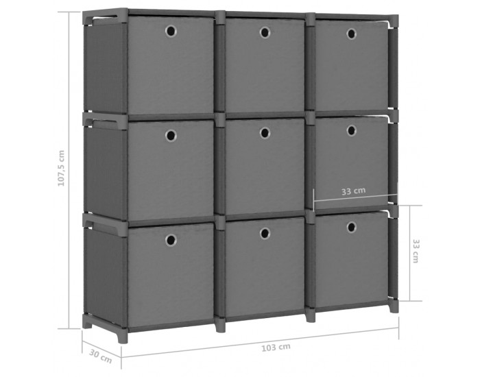 Sonata Рафт с 9 кубични отделения с кутии сив 103x30x107,5 см плат Sonata Рафт с 9 кубични отделения с кутии сив 103x30x107,5 см плат