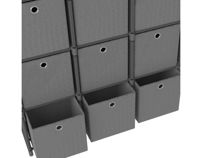 Sonata Рафт с 12 кубични отделения с кутии, сив, 103x30x141 см, плат