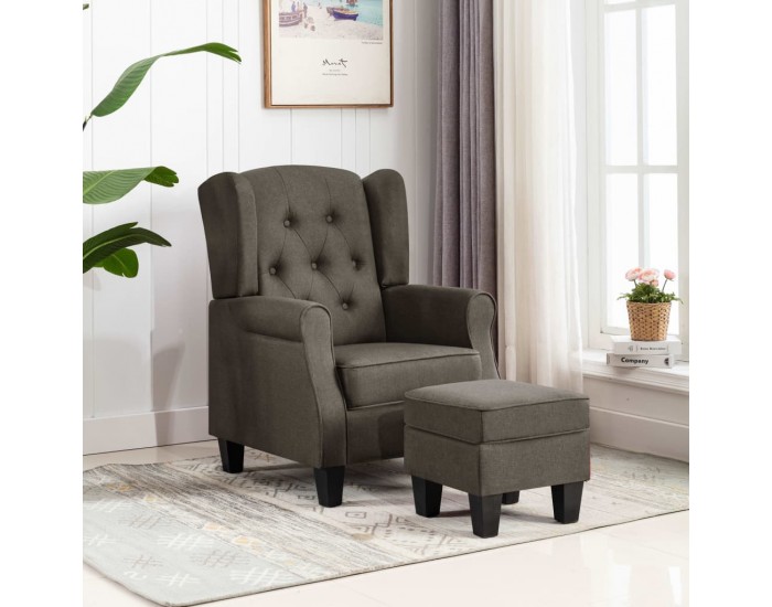 Sonata H Фотьойл с табуретка за крака, таупе, текстил