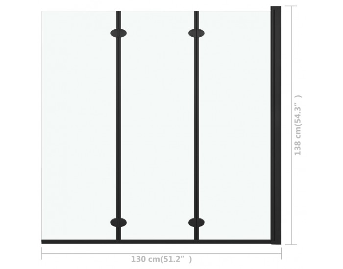 Sonata Сгъваем душ параван, 3 панела, ESG стъкло, 130x138 см, черен