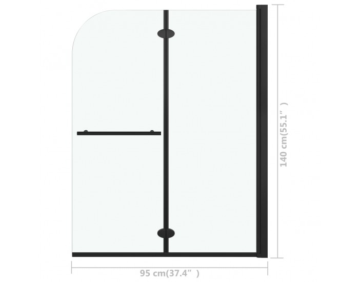 Sonata Сгъваем душ параван, 2 панела, ESG стъкло, 95x140 см, черен