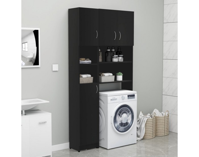 Sonata Комплект шкафове за пералня, черен, ПДЧ