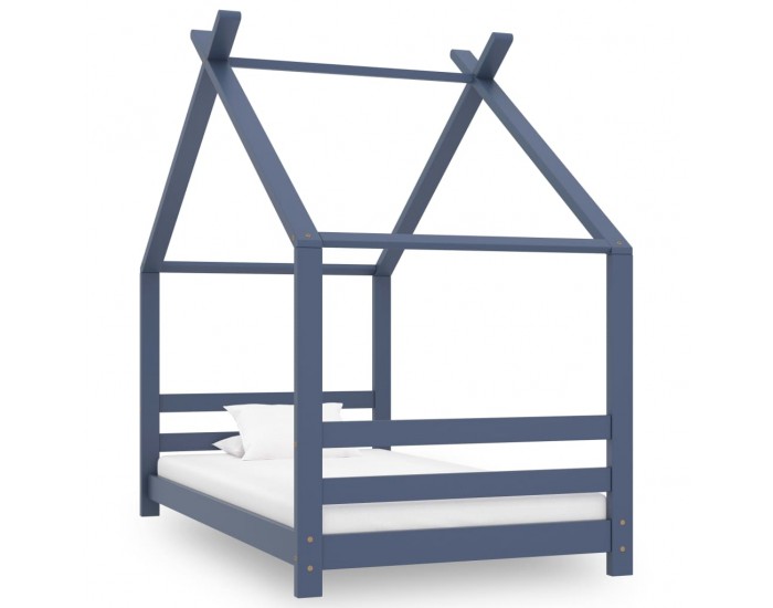 Sonata Рамка за детско легло, сива, борово дърво масив, 80x160 см