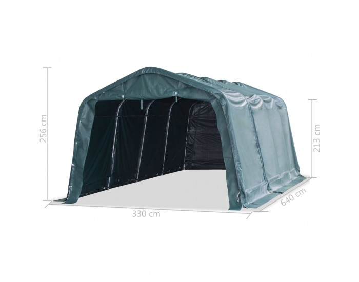 Sonata Мобилен навес за животни PVC 550 г/м² 3,3x6,4 м тъмнозелен